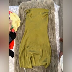 H&M Mustard Green Satin Halter Tie Top